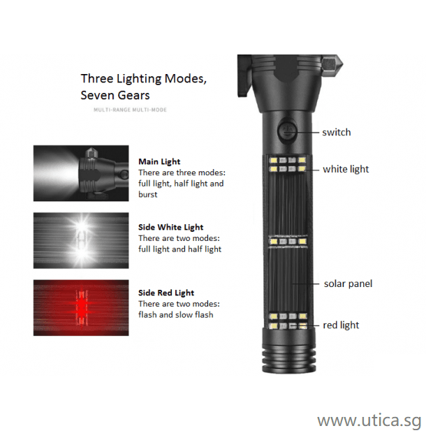 UTICA® multi-functional flashlight functionality